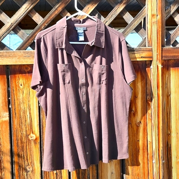 ⭐️Style and Co Brown Button Down Tee - Picture 2 of 7